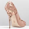 Pink Ralph Russo Designer Wedding Bridal Shoes 4 tum klackar för kvinnor 2022 Fashion bekväm kvällsfest prom skor298n