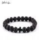 Little Minglou Nieuwe trendy Jezus charme mannen armbanden zwarte lava steen 8 mm kralen armbanden armbanden voor vrouwen sieraden1728032