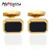 Links MeMolissa Quality Black Gem Square French Cufflinks Gold Color Cuff Links for mens gemelos bouton manchette