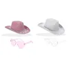 Berets y1Ub Sleaming Cowgirl Hat Cowboy Blitter Sunglasses для музыкальных фестивалей