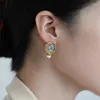 Boucles d'oreilles Panjbj 925 Texture en argent sterling étalons Boucle d'oreille pour femmes Retro Pearl Design Polylectile Grace Jewelry Gift Drop