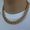 Groothandel in stock hiphop rapper sieraden 14 mm echte vaste goud vergulde bubbel ijs uit 3 rij cz diamant cuban link ketting ketting