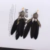 Pendientes Jiofree Clip de plumas azul vintage de alta calidad en los aretes sin perforar la fiesta de las niñas no es necesario orar agujero