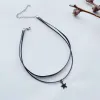 Necklaces 1 a retro fashion personality contracted stars the moon double black leather choker necklace cervical collar neck jewelry neckla