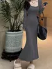 Senior Designer 2024 New Pure Desire Babes T-Shirt Dress Women's Autumn Slim Hip Long Skirt Cinched Waist Slim Fishtail Skirt