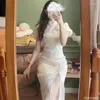Vestidos casuais 2024 Vestido de noiva de design francês do verão Puff French