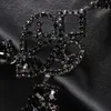 ダングルシャンデリアデザイナースタイルブラックフープ女性のための贅沢な誇張されたクリスタルイヤリングビッグサークルアクセサリー傑出したパーティーD240323