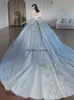 Dubai Princess Ball Gown Wedding Dress Pissed Long Sleeve Beads Luxury Crystal Bride Robes de Mariee Sweetheart Sweep Train Bridal Gowns Bling Sequin Wed Dresses