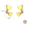 New Fashion Heart Stud Ohrringe S925 versilbert mit 18 Karat Gold Zirkon Marke Korean romantische süße Herz exquisite Ohrringe Schmuck Valentinstag Geschenk SPC