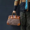 Designer 40 50 sacs authentique voyage en cuir grand sac en platine moyen 38 cm poids lourd amekaki artisanale à la main