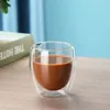 Becher hitzebeständiger Haushaltsaft Milch Kaffee Tasse Runde Eierform transparent isoliertes Tee Doppelglas Hoch Borosilikat