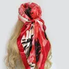 9090cm Hair Scarf Women Designer de mode Beautiful Flowres Foulard Soft Satin châle Kerchief Square de soie carrée Couadscarf 240417