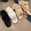 Slippers Shoes Woman 2022 Flock House Platform Fur Flip Flops Med Pantofle Plush Flat New Slides with fur Rome Basic Rubber H240423