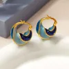 Earrings Modern Jewelry Pretty Design High Quality Brass Metal Geometric Blue Earrings For Girl Women Gift 2023 Trend New Accessories