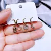Earrings MIGGA 4pcs Cute Cartoon Bowknot Cat Hanging Hoop Earrings Set for Women Gold Color Cubic Zircon Gift Jewelry