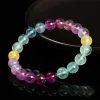 Brins JD 5a Stone Natural Muticolor Rainbow Fluorite Perle Bracelet Femmes Reiki guérison Lucky Stretchy Mala Bangles