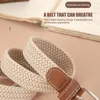 Belts 120-130cm Casual Knitted Pin Buckle Men Belt Woven Canvas Elastic Expandable Braided Stretch For Women Jeans Female B X6I0