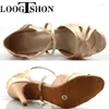 Dance Shoes Loogtshon Latin Jazz Salsa Dancing Skin Tint Material Fashionable High Heels 7,5 cm Sneakers