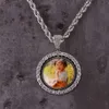 Hip Hop Memory Photo Diy Rotable Double Sided Micro Set Zircon Chaoren Round Small Pendant