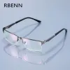 Линзы Rbenn Design Design Halces Men Anti Blue Light Halfframe Business Computer Prescret Eyeglasses +0,75 1,5 1,75 2.75