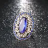 Bande 2020 Nuovo fascino Blue Big Big Ring Color Ancient Gold Vintage Wedding Picch