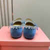 Designer sandaler kvinnor skor ballerina platt balett sommar glider sandaler klänning loafers blå denim rund huvud lyx roston mary jane partydress danssko