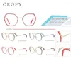 Lunettes de soleil Frames Ceofy 2024 Femmes Acetate Eyeglasses métalliques Cadre Retro Brand Design Prescription Myopie Optical High Quality