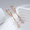 Dangle Chandelier Kinel Luxury Natural Zircon Micro Wax Mosaic Long Pendant Earrings For Women 585 Rose Gold Color Simple Fashion Daily Jewelry d240323