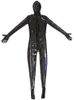 セクシーな眩しいブラックアンモニアラテックスポーチシースクラブステージウェアコスプレゼンタイメンズジャンプスーツのための男性用フルボディスーツ
