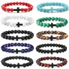 Bracelets prière hommes en pierre de pierre naturelle perles de bois chapelet hématite croix bracelets onyx méditation bracelet femme yoga bijoux homme pulsera