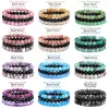 Strands 3pcs/lot Natural Stone Beaded Bracelet Agat Kiwi Cat Eye Bracelets Set Energy Colorful Couple Bracelet for Men Women Jewelry