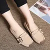 Freizeitschuhe echte Leder Frauen flache Sneaker Moccasins Quadratzei