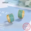 Hoop Earrings 2024 Vintage Turquoise Elegant Earring Real 925 Sterling Silver Luxury Charm For Women Wedding Jewelry RHE858