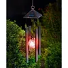 Decorative Figurines Solar LED Wind Bell Light Outdoor Landscape Garden Chandelier Hanging Colorful