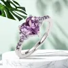 Bands Huitan Purple Heart Cubic Zirconia Rings for Women Unique Wedding Engagement Accessories Fancy Lady Gift Romantic Trendy Jewelry