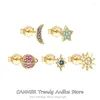 Brincos de garanhão Canner 5pcs/conjunto piercing Aretes 925 Sterling Silver Moon Star Colors Brincho