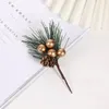 Decorative Flowers 5Pcs Artificial Berry Pine Needle Christmas Decoration Xmas Tree For Home Navidad Year Decor Gift Box Ornaments Accessory