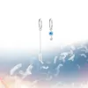 Peloton de lustre en lustre ciaxy argent asymétrique boucles d'oreilles en plumes de lune de lune pour la personnalité des femmes