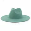 9.5 CM Big Brim Jazz Fedora Hats Men Suede Fabric Heart Top Felt Cap Women Luxury Designer Brand Party Green Fascinator Hats