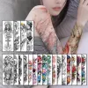 Tattoos Large Size Temporary Tattoo Sticker Full Arm Sleeve Leg Waterproof Tattoos Fake Wolf Floral Fox Cat Carf Sexy Thigh Tattoo Body