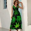 Casual Dresses Leaf Dress Streetwear Boho Beach Long Female Vintage Custom Maxi Birthday Present