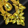 Leghielier penzolatore esagerato strass giallo orecchini di grande dimensione per donne orecchini a goccia di cristallo di moda Accessori di gioielli di lusso Drag Queen D240323