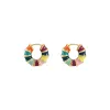 Clips French Romantic Retro Color émail rond Gol Couleur Ear Boucle d'oreille 2023 Nouvelles boucles d'oreilles de cerceau pour les bijoux de mode pour femmes