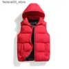 Men's Vests Mens autumn and winter warm vest vest mens hood loose solid color mens camisole Q2404231