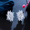 Ohrringe cwwzircons klassische Blumenform CZ Stones Silber Farbe ohne durchbohrtes Loch Ohrclip auf Ohrringen Schmuck für Frauen CZ160