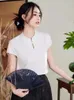 T-shirts pour femmes T-shirt de style chinois Fashion Summer Cheongsam Stand Collier à manches courtes t-shirts en vrac