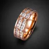 Bands Lokaer Simple Design Pave Two Row Clear Cubic Zirconia Rose Gold Color Titanium Steel Anniversary Wedding Rings For Women R17050