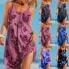 Womens Summer Beach Gepersonaliseerde gedrukte Suspender -jurk