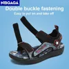 Slipper Summer Beach Water Water Childrenals Sandals Fashion Those для 5-16 лет, мальчики, не скользящие на открытом воздухе, кожаные сандалии. Y240423