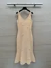 405 XL 2024 Milan Runway Dress Spring Summer Long Sleeve Spaghetti Strap Kint Skirt Womens Dress Fashion High Quality D991